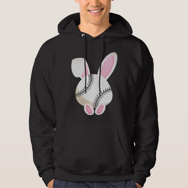 Egg Baseball Rabbit Bunny Ears Funny Easter Day Pl Hoodie (Front)