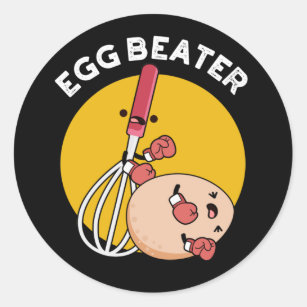 Egg Beater Funny Boxing Pun Dark BG Classic Round Sticker