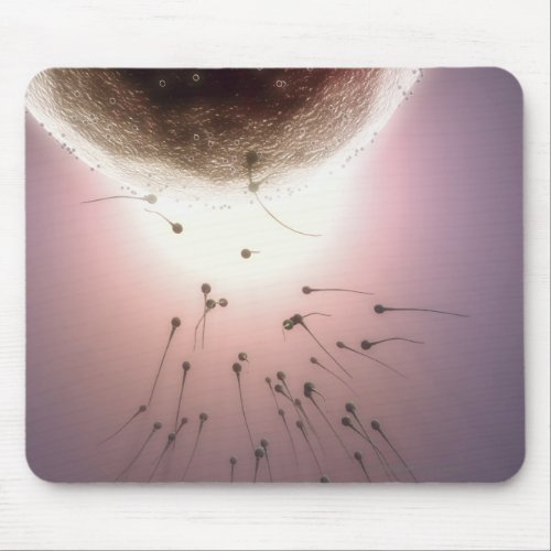Egg being fertilized by sperm mouse pad