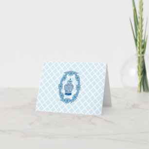 Egg Blue Chinoiserie Ginger Jar Jars Christmas Letterpress Thank You Card