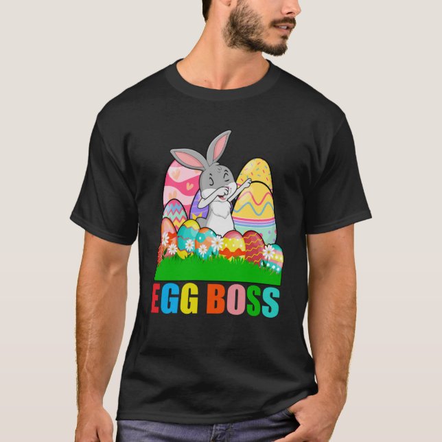 Egg Boss Easter Dabbing Bunny Kids Toddler Boys Gi T-Shirt (Front)