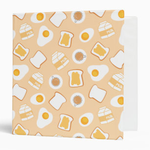 Egg, Bread, Milk, Coffee Breakfast Pattern 3 Ring Binder