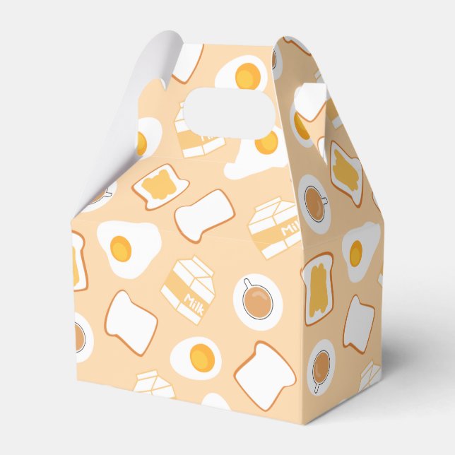 Egg, Bread, Milk, Coffee Breakfast Pattern Favor Boxes (Front Side)