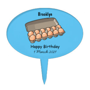 Egg carton cartoon illustration cake topper