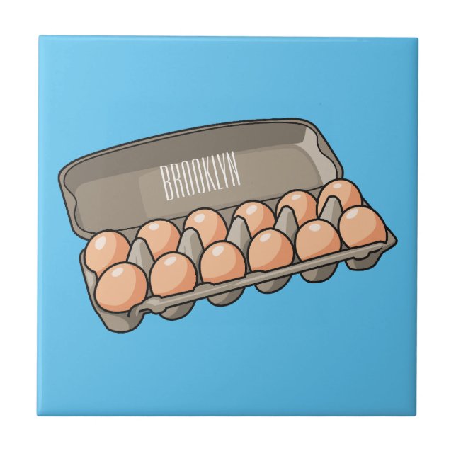 Egg carton cartoon illustration ceramic tile (Front)