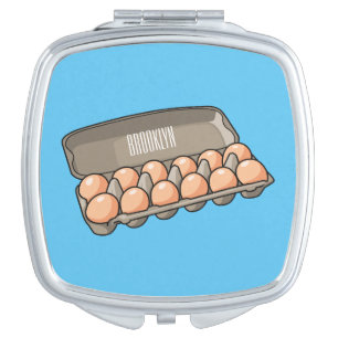 Egg carton cartoon illustration compact mirror