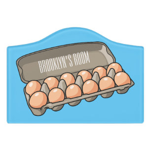 Egg carton cartoon illustration door sign