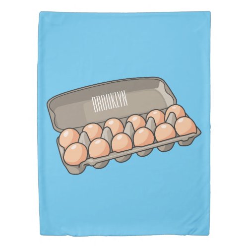 Egg carton cartoon illustration  duvet cover