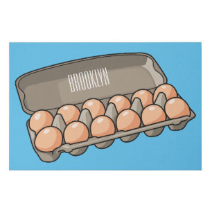 Egg carton cartoon illustration faux canvas print