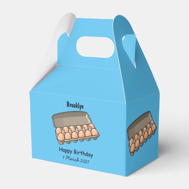 Egg carton cartoon illustration favor boxes (Front Side)