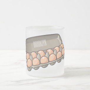 Egg carton cartoon illustration frosted glass coffee mug