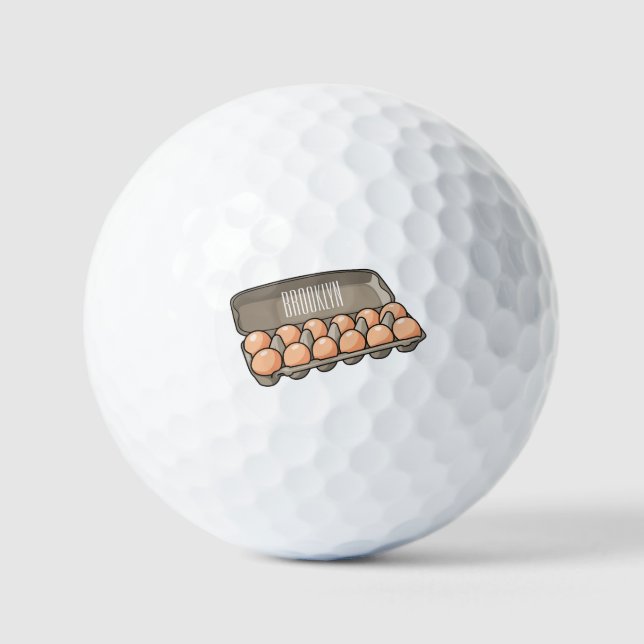 Egg carton cartoon illustration golf balls (Front)