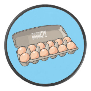Egg carton cartoon illustration  hockey puck