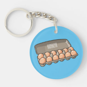 Egg carton cartoon illustration keychain