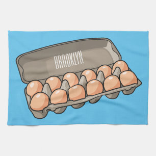 Egg carton cartoon illustration kitchen towel