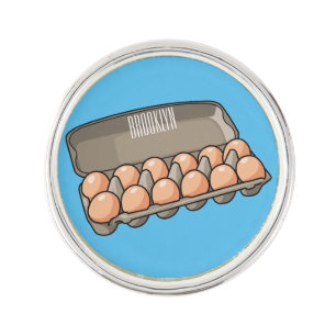 Egg carton cartoon illustration lapel pin