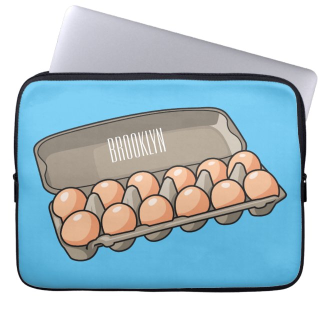 Egg carton cartoon illustration  laptop sleeve (Front)