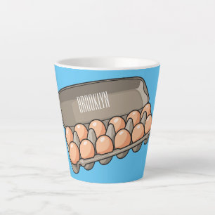 Egg carton cartoon illustration latte mug
