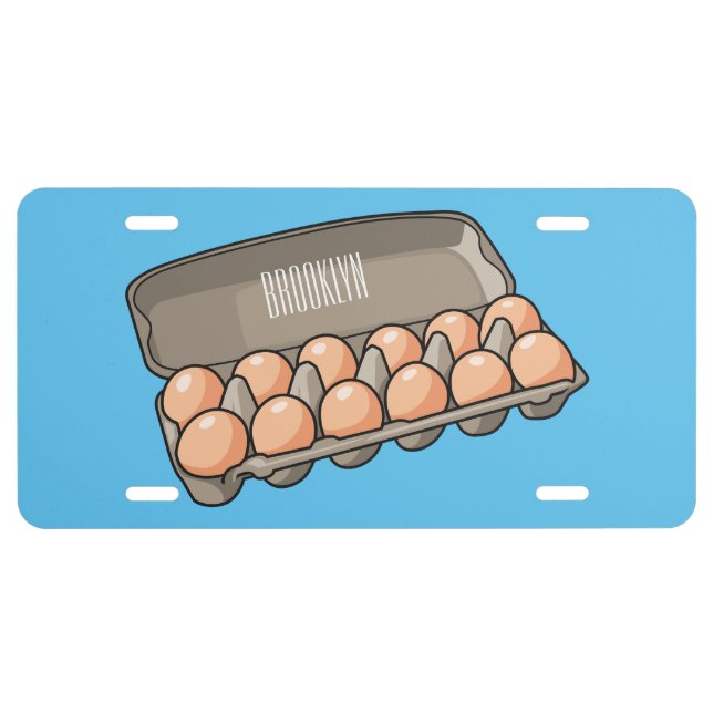 Egg carton cartoon illustration  license plate (Front)