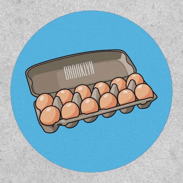 Egg carton cartoon illustration  patch (Front)