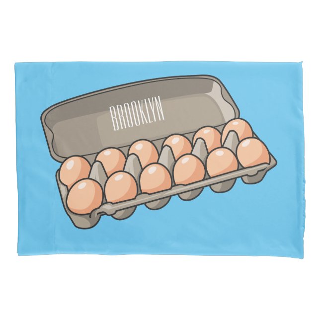 Egg carton cartoon illustration pillow case (Front)