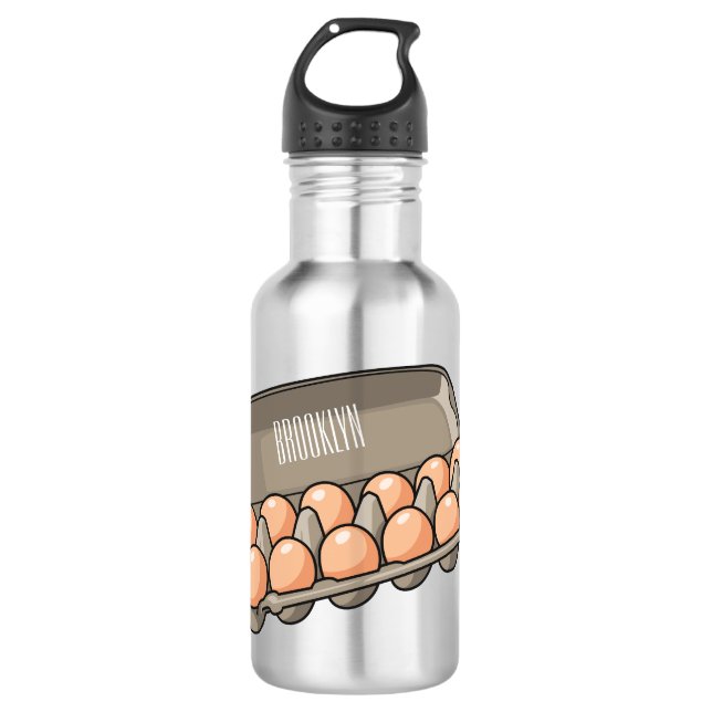 Egg carton cartoon illustration  stainless steel water bottle (Front)