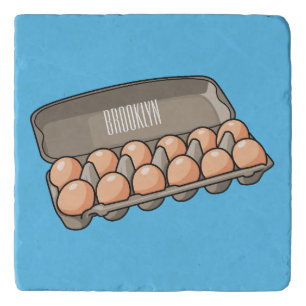 Egg carton cartoon illustration trivet