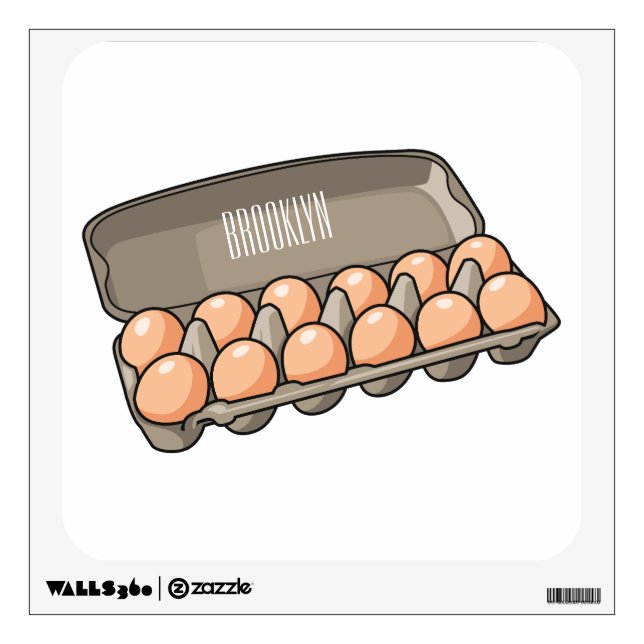 Egg carton cartoon illustration  wall decal (Front)