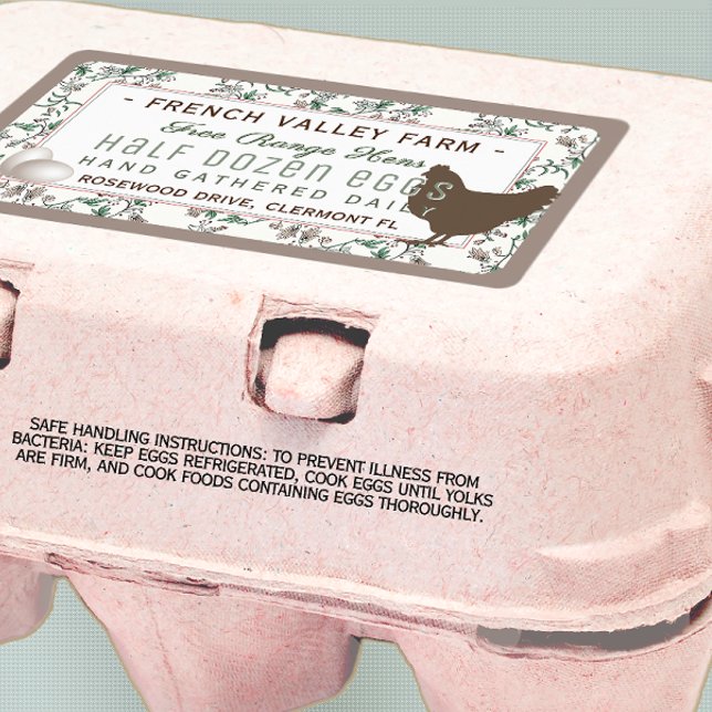 Egg Carton Label Botanical with Hen and Eggs (Creator Uploaded)