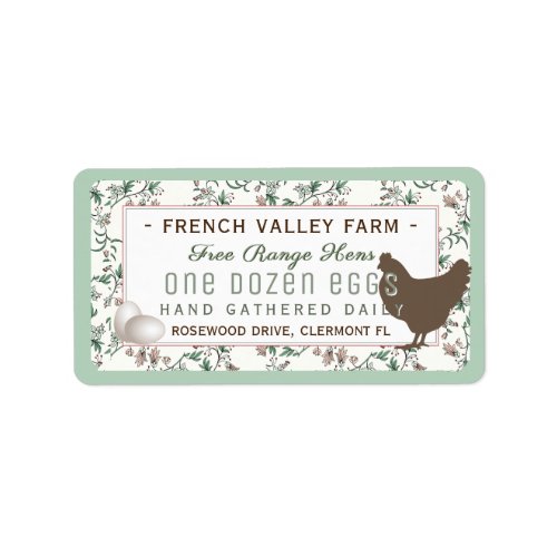 Egg Carton Label Botanical with Hen and Eggs