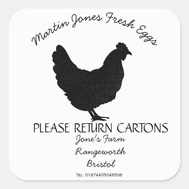 Egg Carton Label customize hens egg box free range (Front)