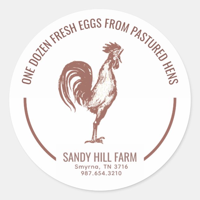 Egg Carton Label Farm Name Slogan Red Rooster Crow (Front)