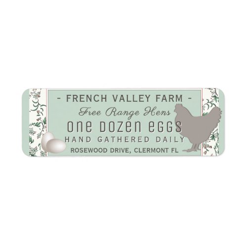 Egg Carton Label Return Address Size Hen and Eggs