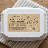 Egg Carton Label Rustic Farm Chicken Illustration
