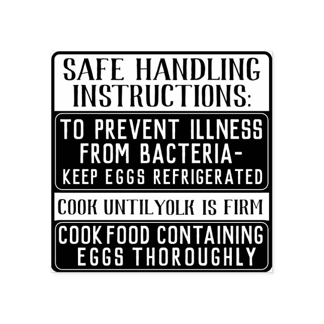 Egg carton MANDATORY SAFE HANDLING INSTRUCTIONS 2" Rubber Stamp (Imprint)