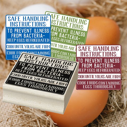 Egg carton MANDATORY SAFE HANDLING INSTRUCTIONS 2 Rubber Stamp