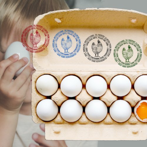 Egg carton MANDATORY SAFE HANDLING INSTRUCTIONS Rubber Stamp