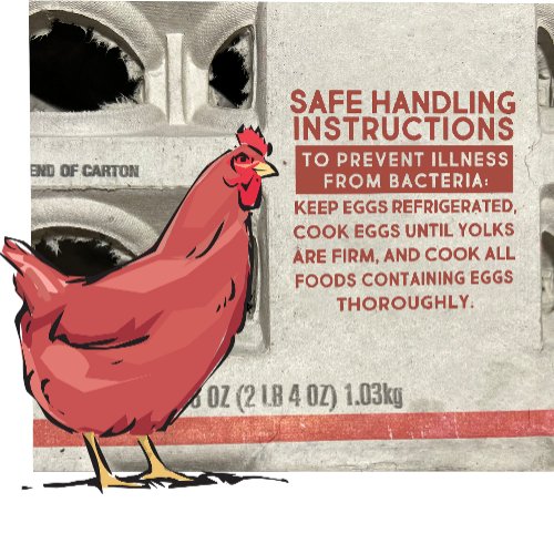 Egg carton MANDATORY SAFE HANDLING INSTRUCTIONS Rubber Stamp