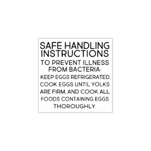 Egg carton MANDATORY SAFE HANDLING INSTRUCTIONS  Rubber Stamp