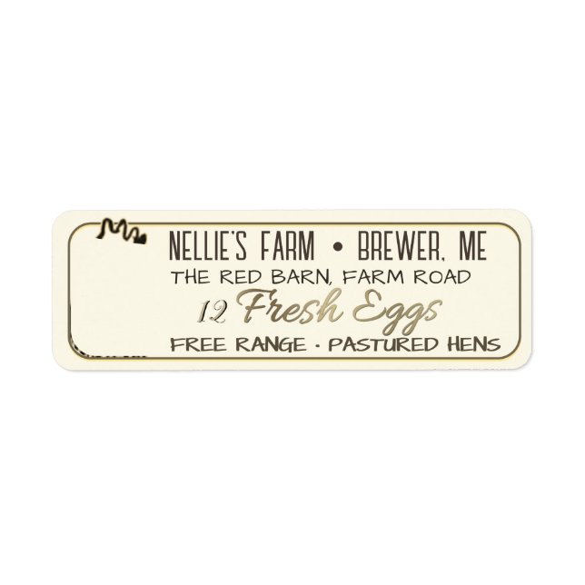 Egg Carton Return Address Label with hen (Front)