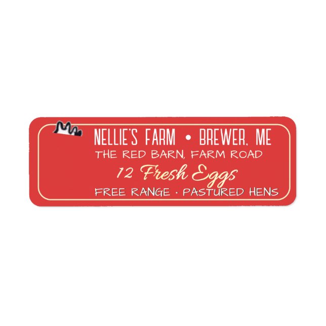 Egg Carton Return Address Label with hen (Front)