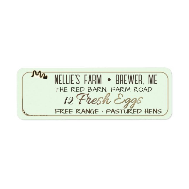 Egg Carton Return Address Label with hen (Front)