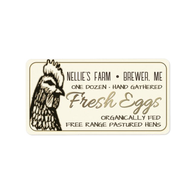 Egg Carton Shipping or Address Label with hen (Front)