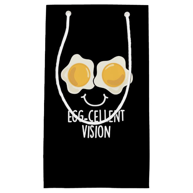 Egg-cellent Vision Funny Egg Pun Dark BG Small Gift Bag (Front)