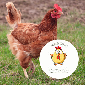 Egg chicken Cartoon customized egg box Classic Round Sticker