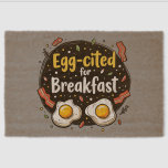 Egg-cited for Breakfast Funny Foodie Pun Design Fiber Doormat<br><div class="desc">Start your morning with a smile with this playful "Egg-cited for Breakfast" design, perfect for food lovers and brunch enthusiasts alike. Featuring a charming hand-drawn style, this artwork showcases two sunny-side-up eggs alongside crispy bacon strips, all set against a whimsical backdrop of scattered seasonings and vibrant typography. The warm yellow...</div>