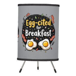 Egg-cited for Breakfast Funny Foodie Pun Design Tripod Lamp