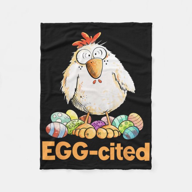 Egg-cited Funny Easter Chicken Design  Fleece Blanket (Front)