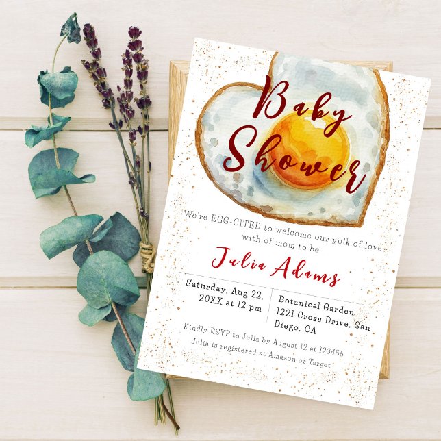 Egg-Citing Breakfast Yolk of Love Baby Shower Invitation (Creator Uploaded)