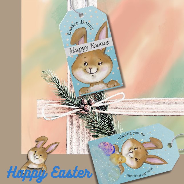 Egg-citing Egg Hunt Kids blue Gift Tags (Egg-citing Egg Hunt Kids blue Gift Tags)